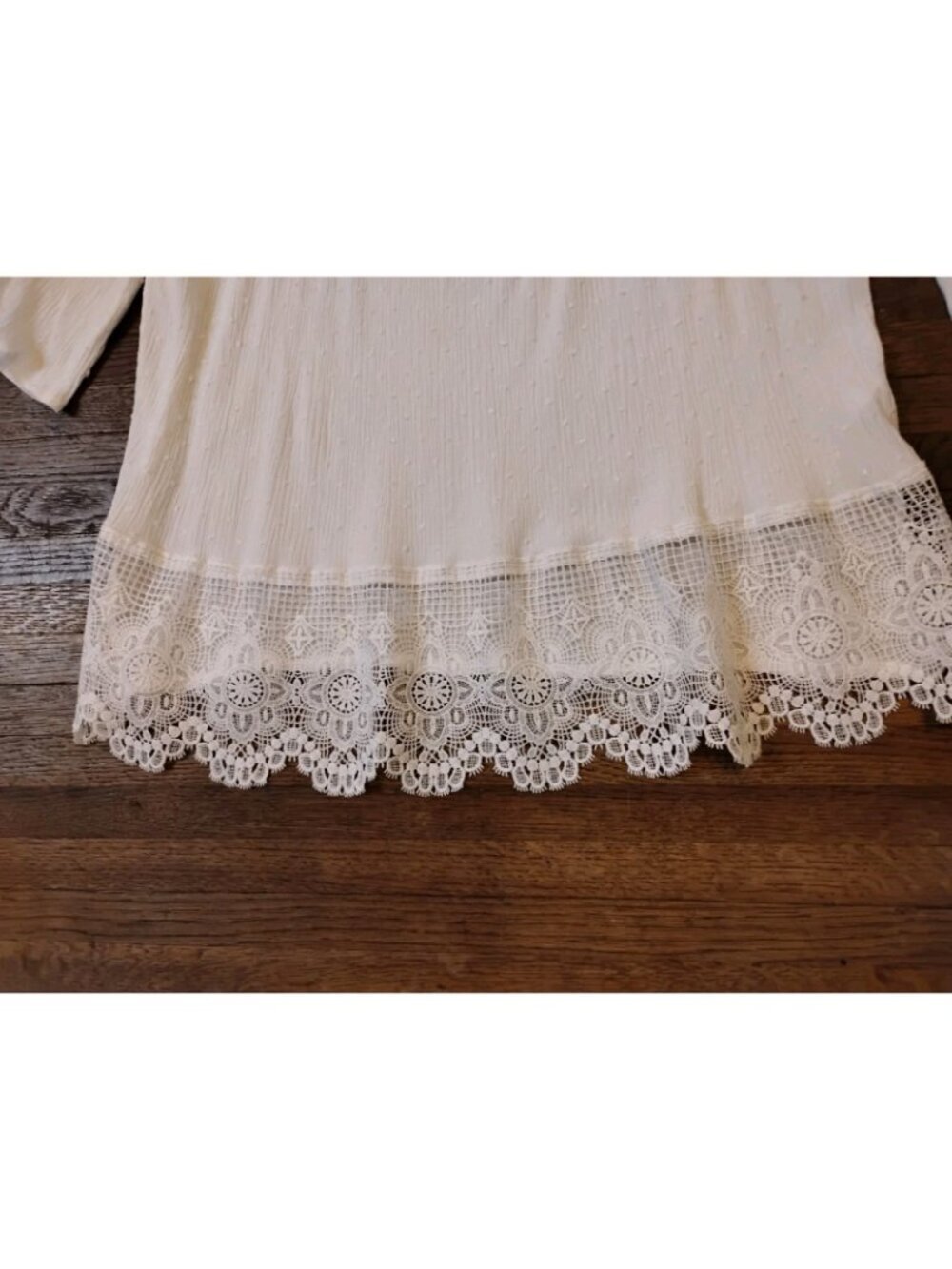 Boho Pintucked Sheer Blouse Swiss Dot Lace Detail Pullovet Lightweight 3XL White - Picture 3 of 7